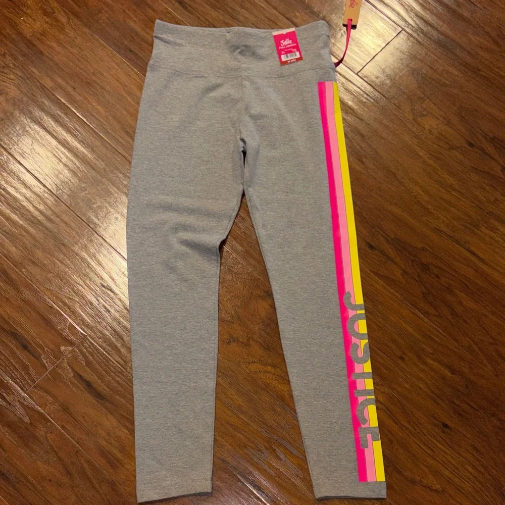 Justice Gray Leggings with Vibrant Pink and Yellow Accents